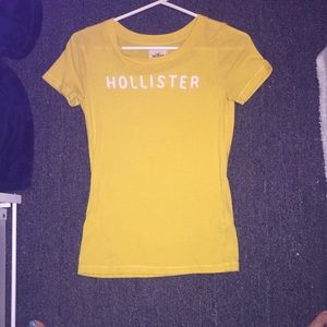 Yellow hollister t shirt
